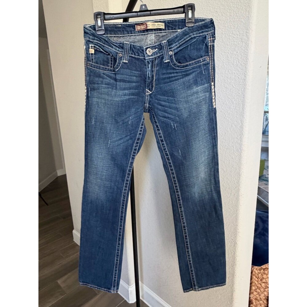 Big Star Women's Dark Blue Straight Ultra Low Rise Leg Jeans 29 Regular